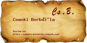 Csenki Borbála névjegykártya